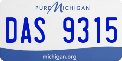 MI license plate DAS9315