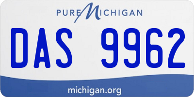 MI license plate DAS9962