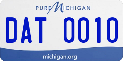 MI license plate DAT0010