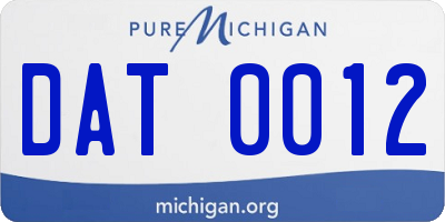 MI license plate DAT0012