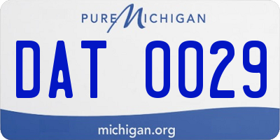 MI license plate DAT0029