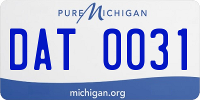 MI license plate DAT0031
