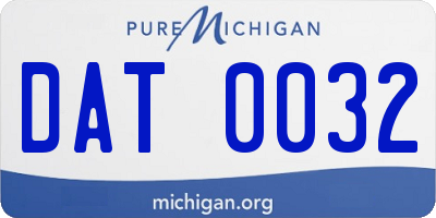 MI license plate DAT0032