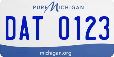 MI license plate DAT0123