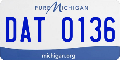 MI license plate DAT0136