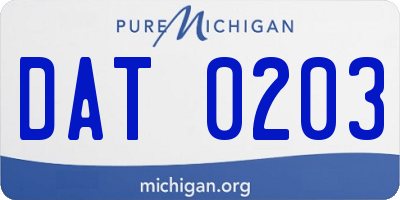 MI license plate DAT0203