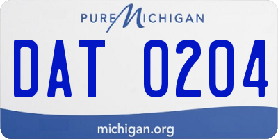 MI license plate DAT0204