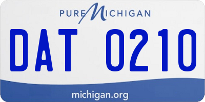 MI license plate DAT0210