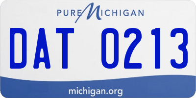 MI license plate DAT0213