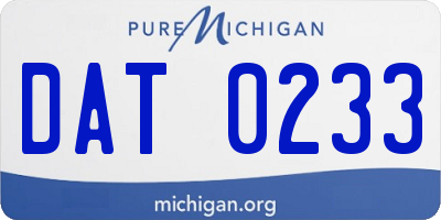 MI license plate DAT0233