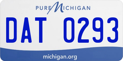 MI license plate DAT0293