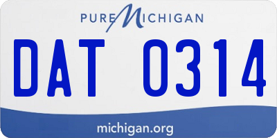 MI license plate DAT0314