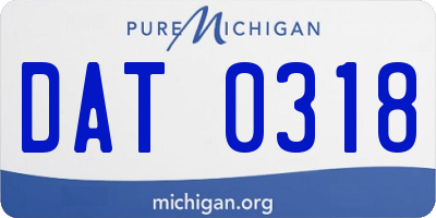 MI license plate DAT0318