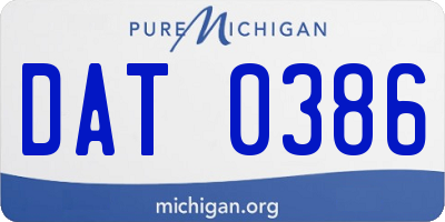 MI license plate DAT0386
