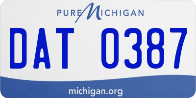 MI license plate DAT0387