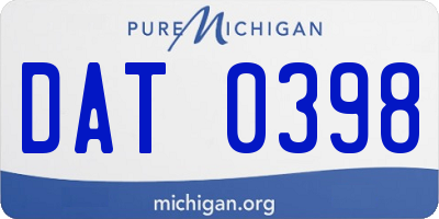MI license plate DAT0398