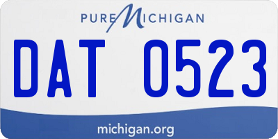 MI license plate DAT0523