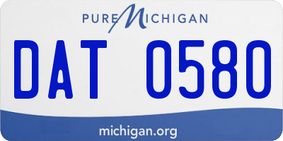 MI license plate DAT0580
