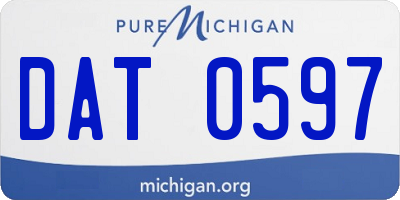 MI license plate DAT0597
