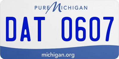 MI license plate DAT0607