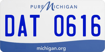 MI license plate DAT0616