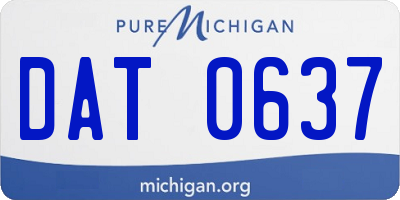 MI license plate DAT0637