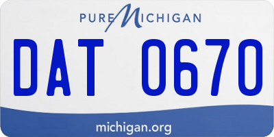 MI license plate DAT0670