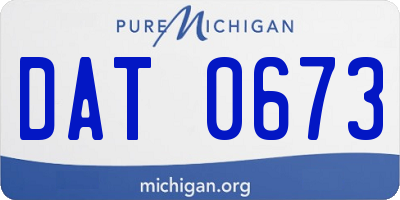 MI license plate DAT0673