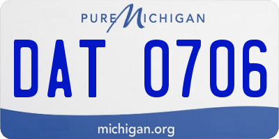 MI license plate DAT0706