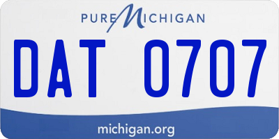MI license plate DAT0707