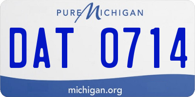 MI license plate DAT0714