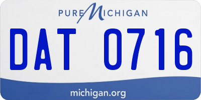 MI license plate DAT0716