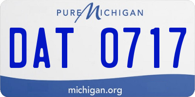 MI license plate DAT0717