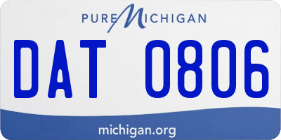 MI license plate DAT0806