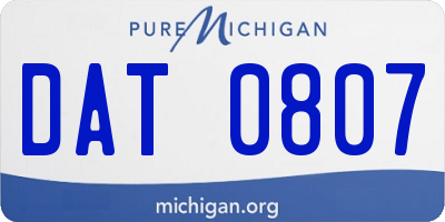 MI license plate DAT0807