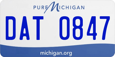 MI license plate DAT0847