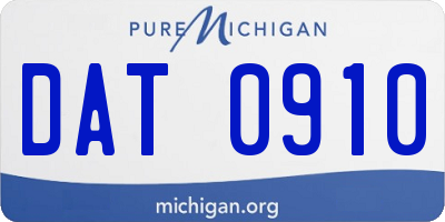 MI license plate DAT0910