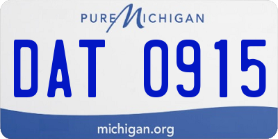 MI license plate DAT0915