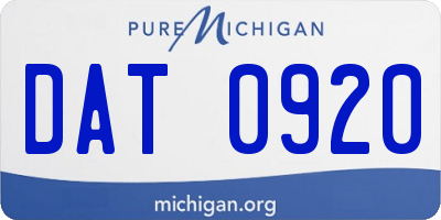 MI license plate DAT0920