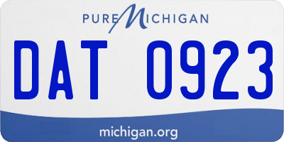 MI license plate DAT0923
