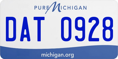 MI license plate DAT0928