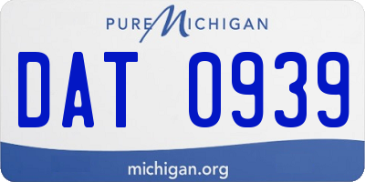 MI license plate DAT0939