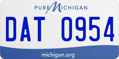 MI license plate DAT0954