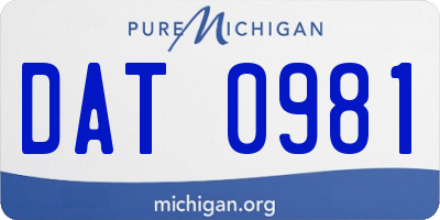 MI license plate DAT0981