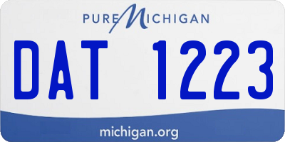 MI license plate DAT1223