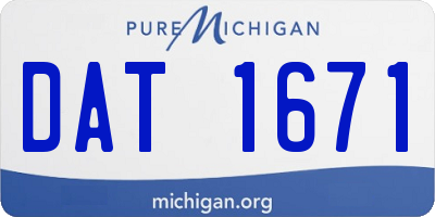 MI license plate DAT1671
