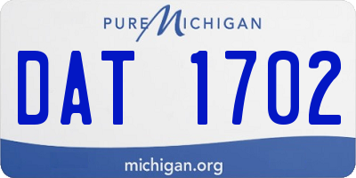 MI license plate DAT1702