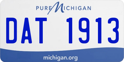 MI license plate DAT1913