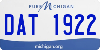 MI license plate DAT1922