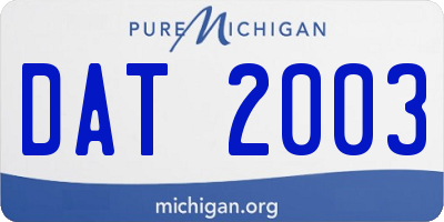 MI license plate DAT2003